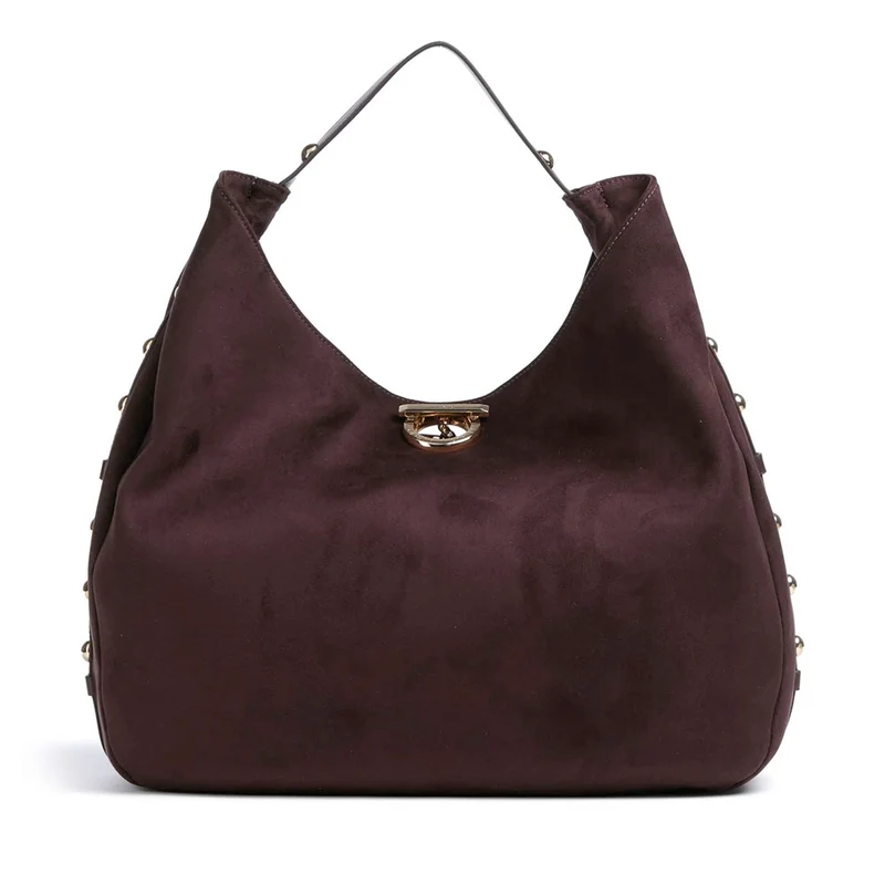 Maxi Hobo Bag Donna LIU JO in Tessuto effetto Camoscio color Melanzana