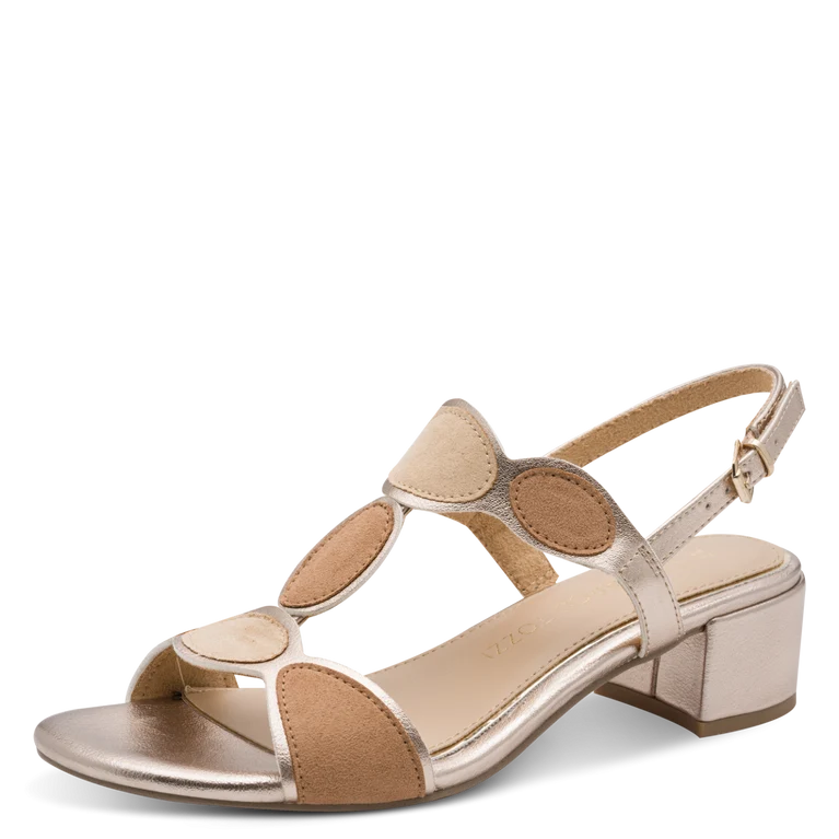 Sandalo Marco Tozzi Donna Platino Vegano con Tacco 4,5 cm e Plantare FEEL ME