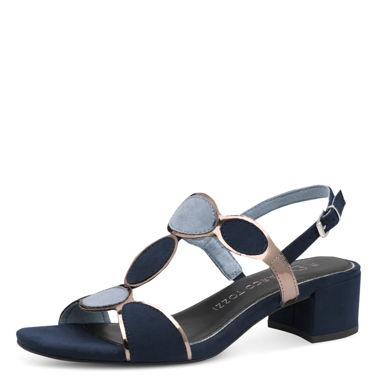 Sandalo Marco Tozzi Donna Blu Vegano con Tacco 4,5 cm e Plantare FEEL ME