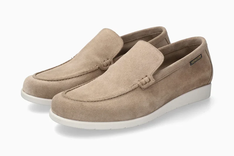 Mephisto VALNER Uomo Taupe Mocassino in Camoscio con SOFT-AIR e Shock Absorber