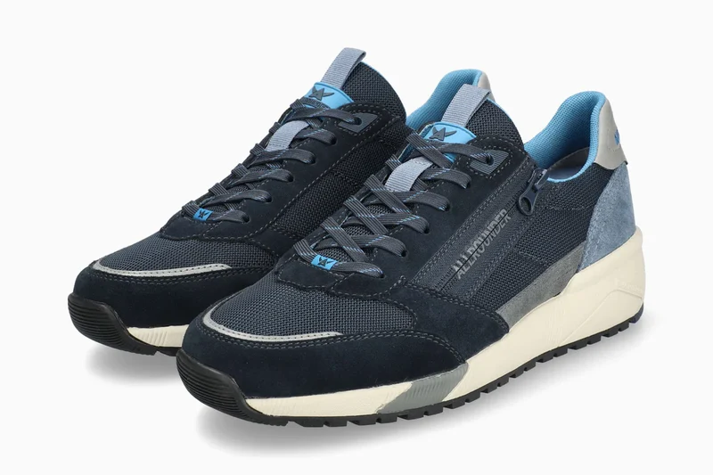 Mephisto Allrounder SCARMARO Uomo Blu Sneaker Comfort con Zip e Lacci