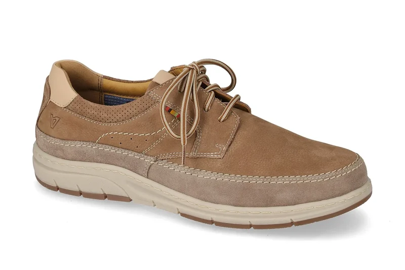 Valleverde Uomo Nabuk Avana Scarpa Allacciata in Pelle con Sottopiede in Pelle