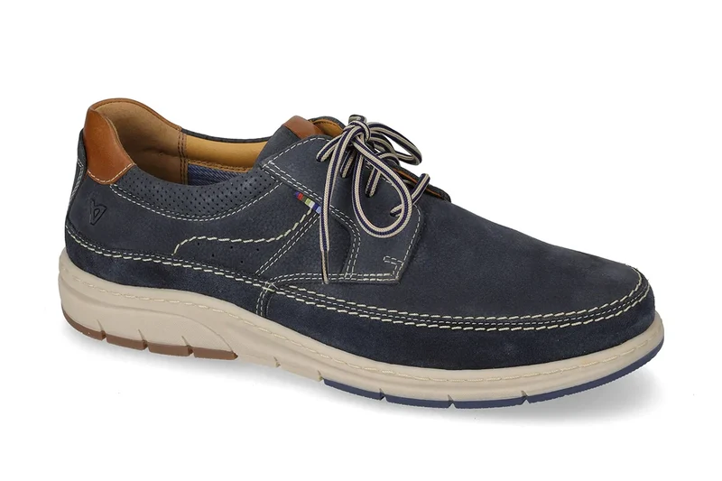 Valleverde Uomo Nabuk Navy Scarpa Allacciata in Pelle con Sottopiede in Pelle