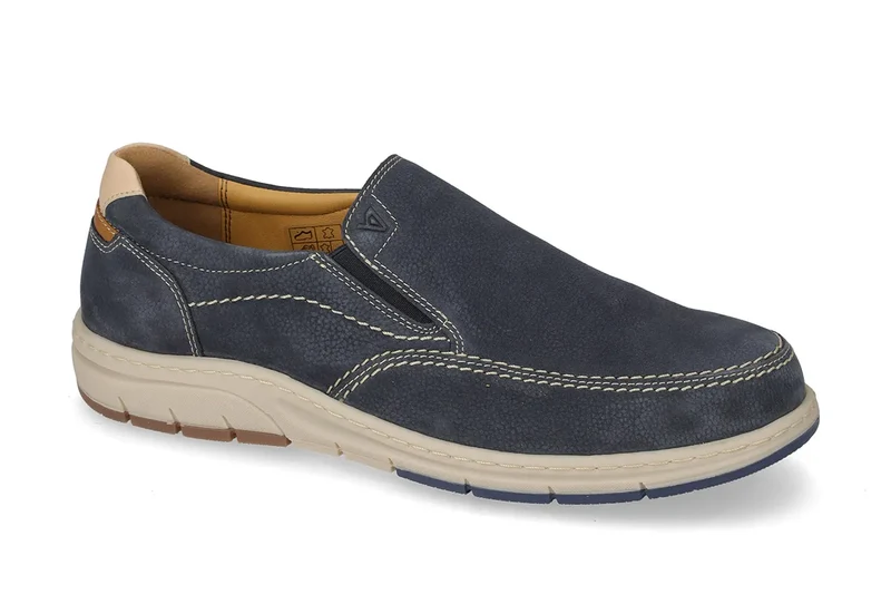 Valleverde Uomo Nabuk Blu Mocassino Slip-On Comfort