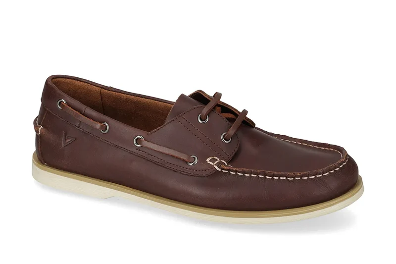 Valleverde Uomo Ingrassato Brown Scarpa da Barca in Pelle con Suola Antiscivol