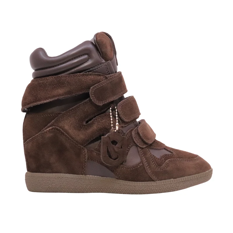 Steve Madden Mavis sneaker alta donna in camoscio marrone con zeppa interna 5 cm