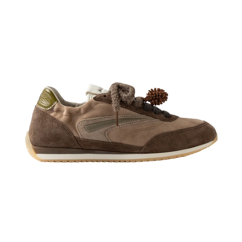 D.A.T.E. Athleta Ballet Velvet Beige AB-VE-BI sneaker donna in camoscio beige e marrone