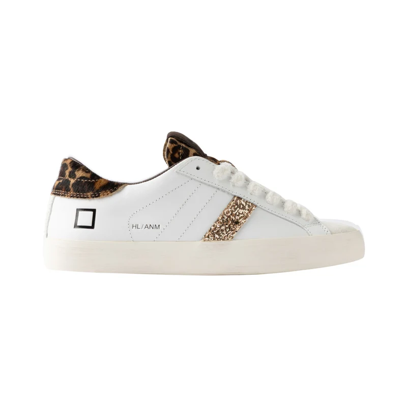 D.A.T.E. Hill Low Animalier Leopard HL-AN-LE sneaker donna leopardata con dettagli oro