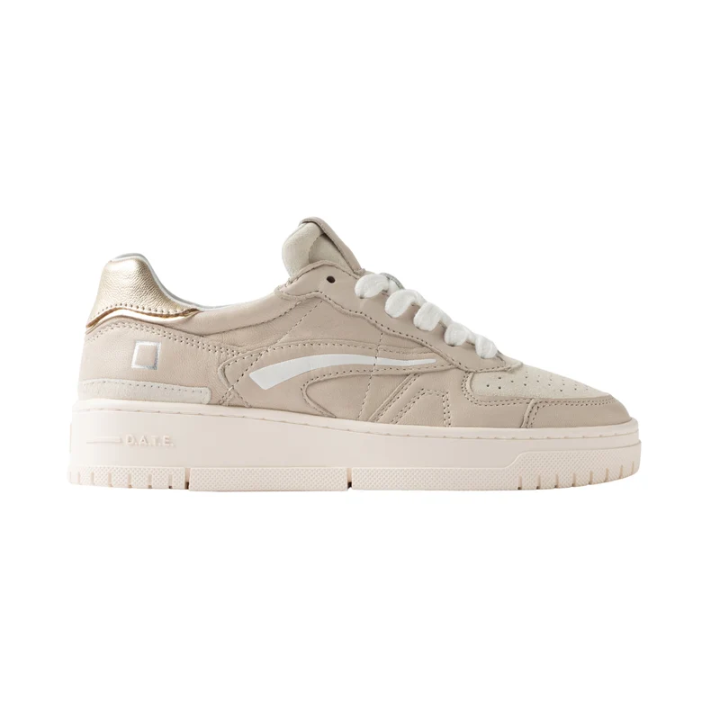 D.A.T.E. Torneo Pure Calf Ivory TP-CA-IV sneaker donna in pelle bianco avorio