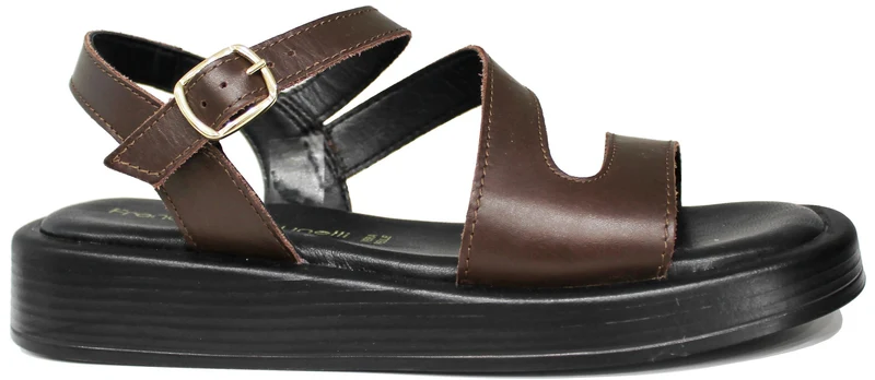 SANDALO DONNA PLATFORM PELLE MARRONE