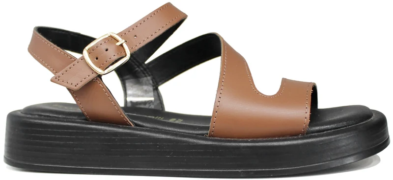 SANDALO DONNA PLATFORM PELLE CUOIO