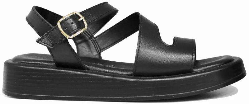 SANDALO DONNA PLATFORM PELLE NERA
