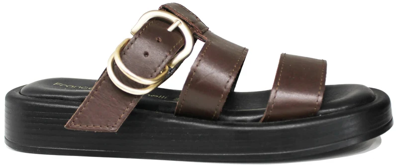 CIABATTA DONNA PLATFORM PELLE MARRONE