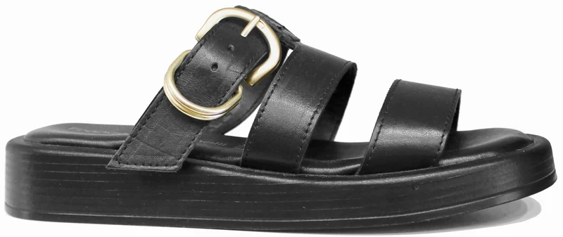 CIABATTA DONNA PLATFORM PELLE NERA
