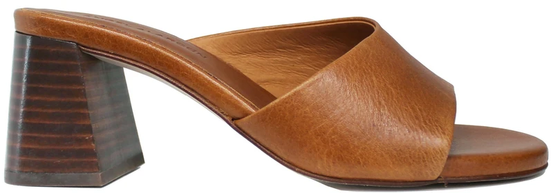CIABATTA DONNA TACCO ALTO PELLE CUOIO