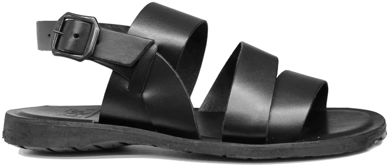 SANDALO FRANCESCANO TRIPLA FASCIA PELLE NERA