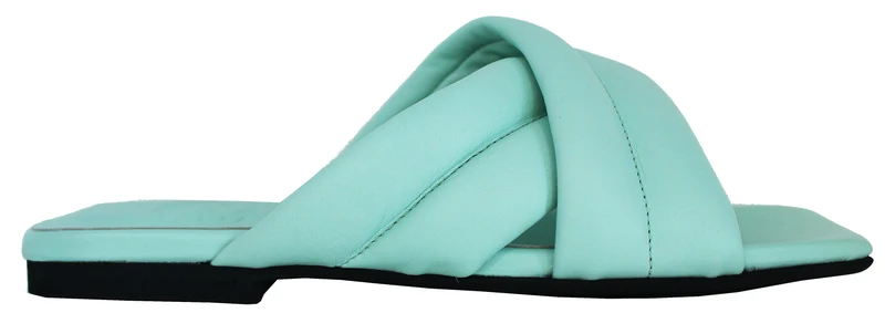 |CIABATTINA DONNA PELLE ACQUAMARINA|