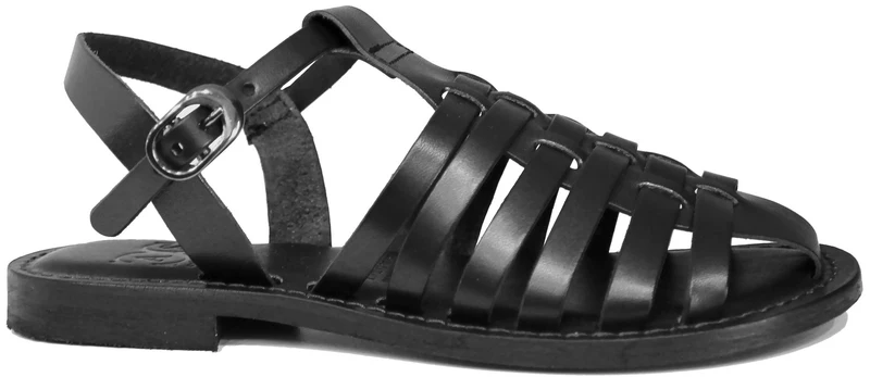 SANDALO GLADIATORE DONNA PELLE NERA