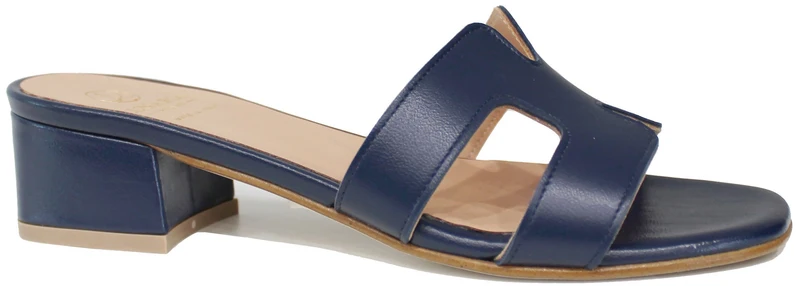 CIABATTA TACCO COMODO PELLE BLU