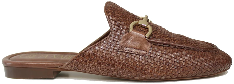 SABOT DONNA MORSETTO PELLE INTRECCIATA MARRONE