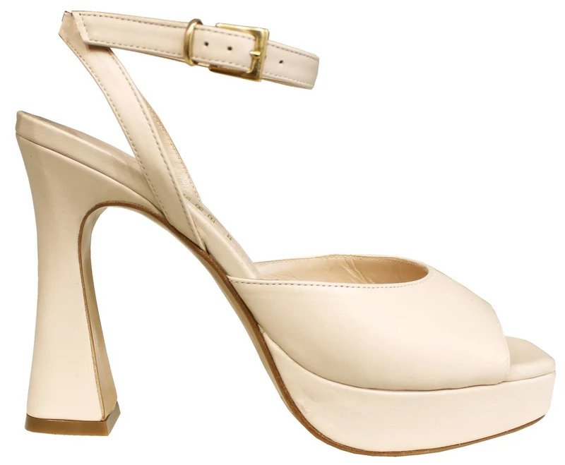 |SANDALO DONNA PLATEAU PELLE BEIGE|