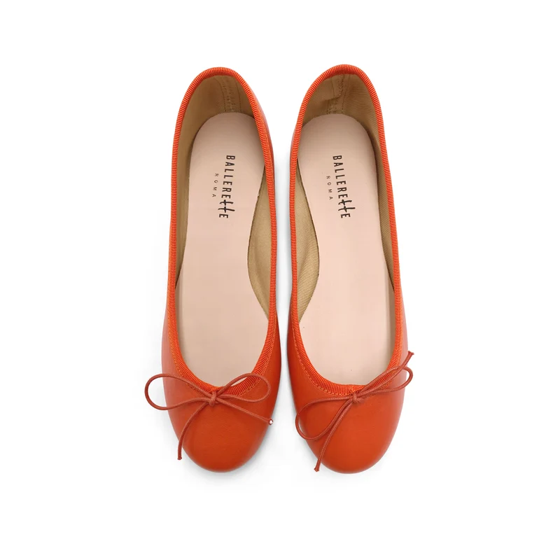 Ballerine arancioni zucca in pelle