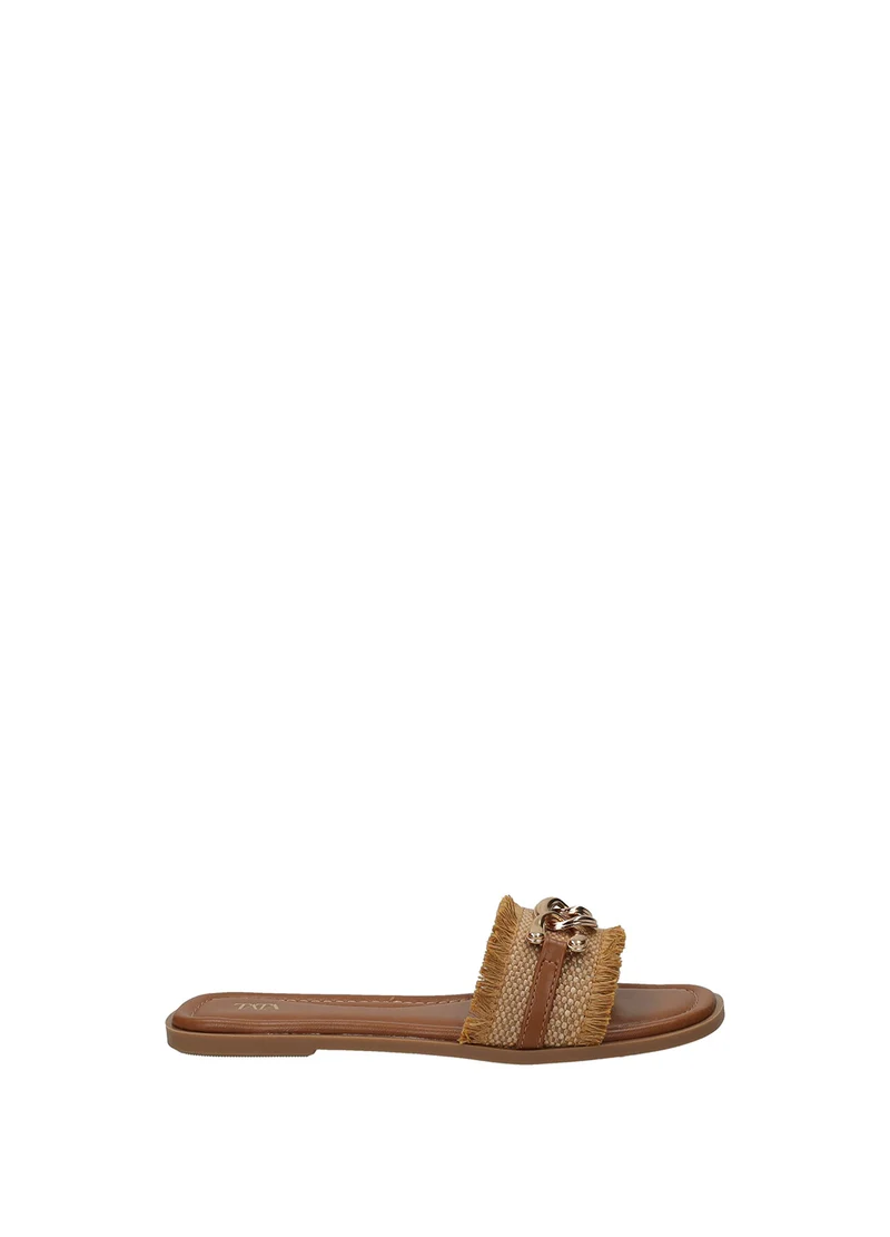 Sandali donna in rafia/PU con suola in gomma