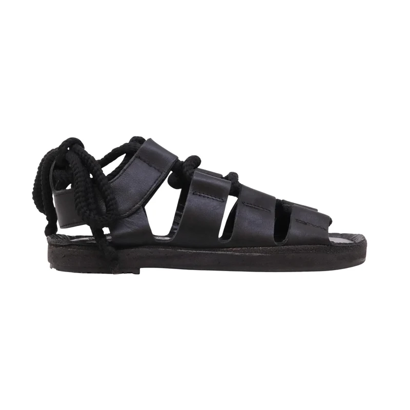 Duca D'Ascalona 106 sandalo donna in pelle nera stile schiava con suola in gomma