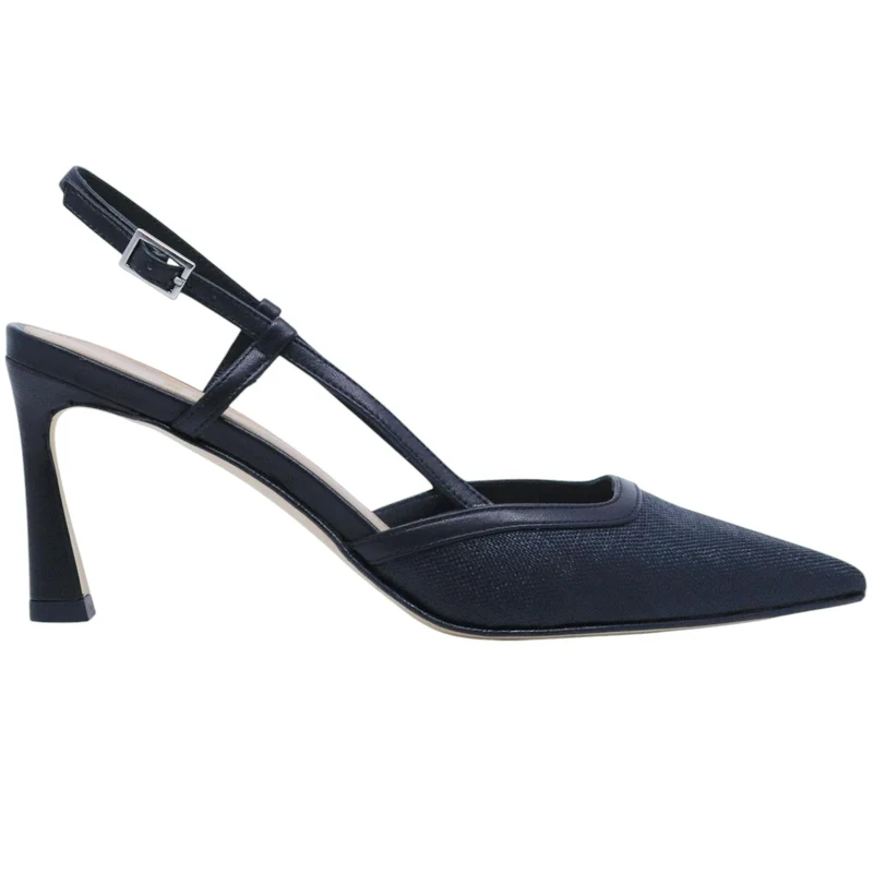 Slingback donna Chantal 2519 in pelle e raffia nera