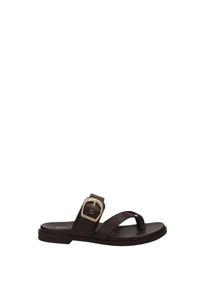Sandali Donna PU Suola Gomma Black / Brown