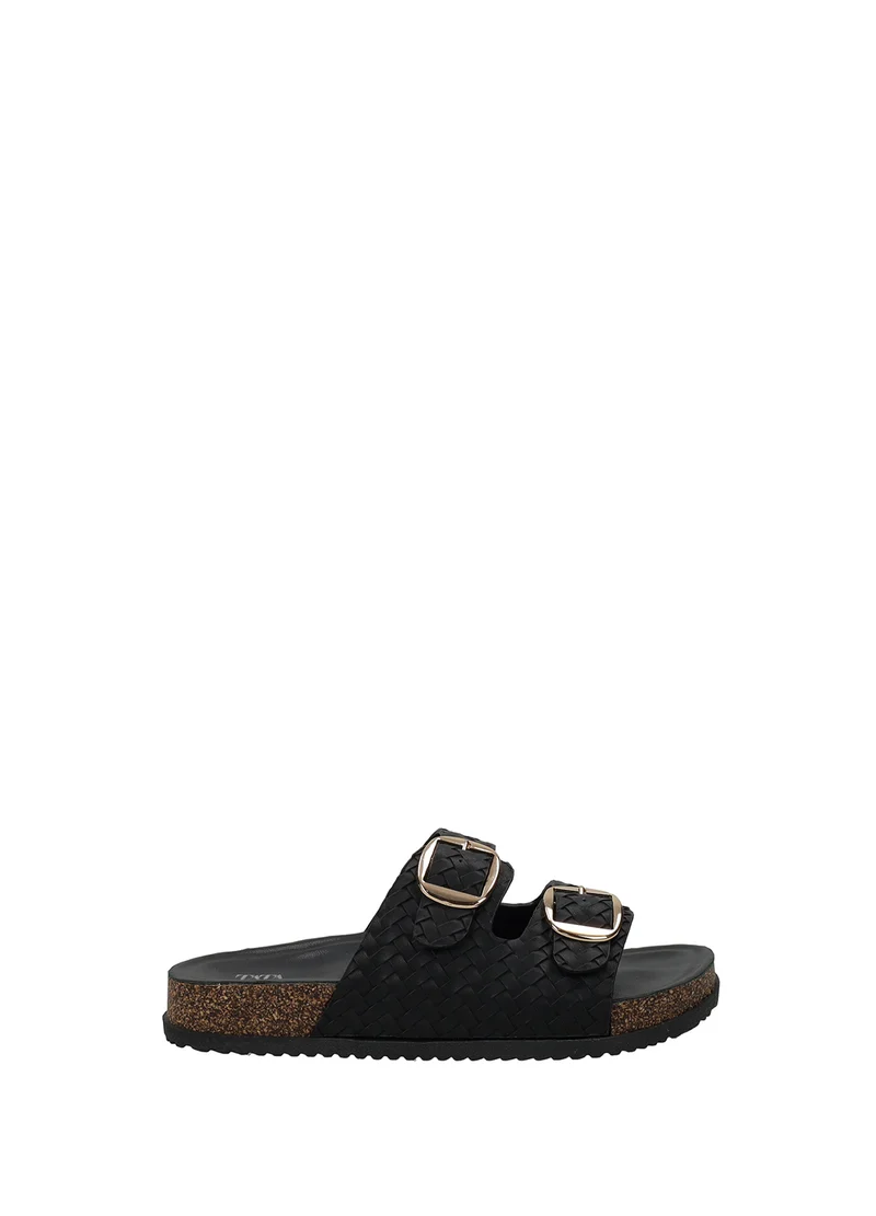 Sandali Donna PU Suola Gomma Black
