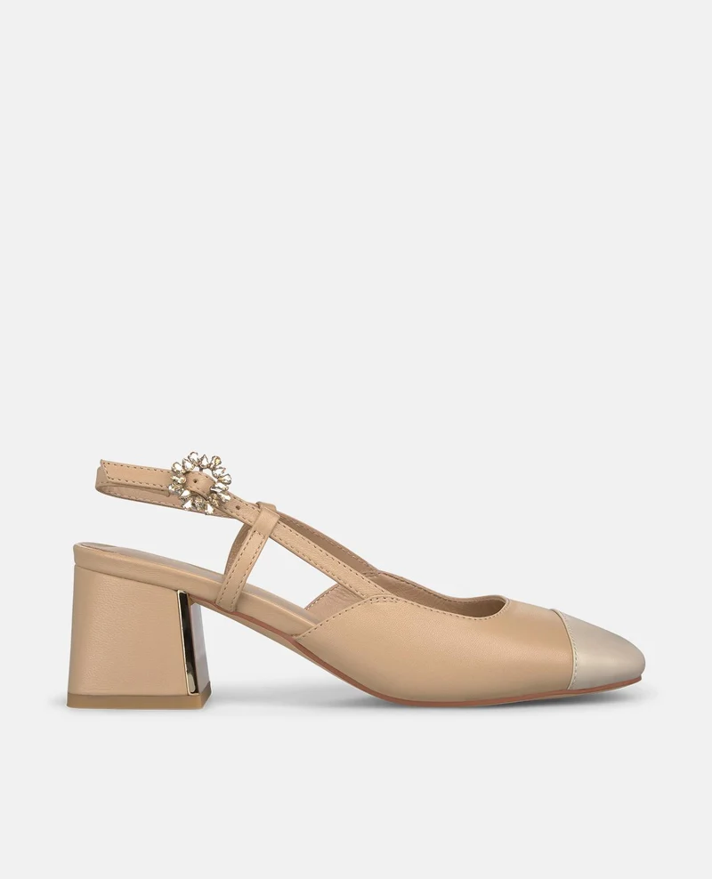 ZAPATO DESTALONADO CON TACON PUNTERA CONTRASTE