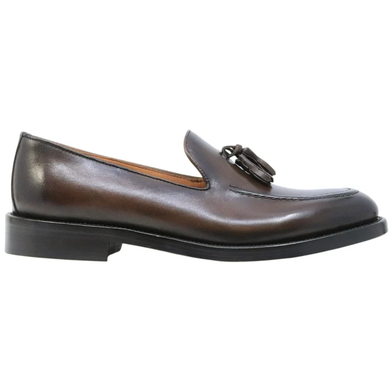 Crispiniano 3509 Crust Brown F. Cuoio Clipper mocassino uomo in pelle marrone Made in Italy