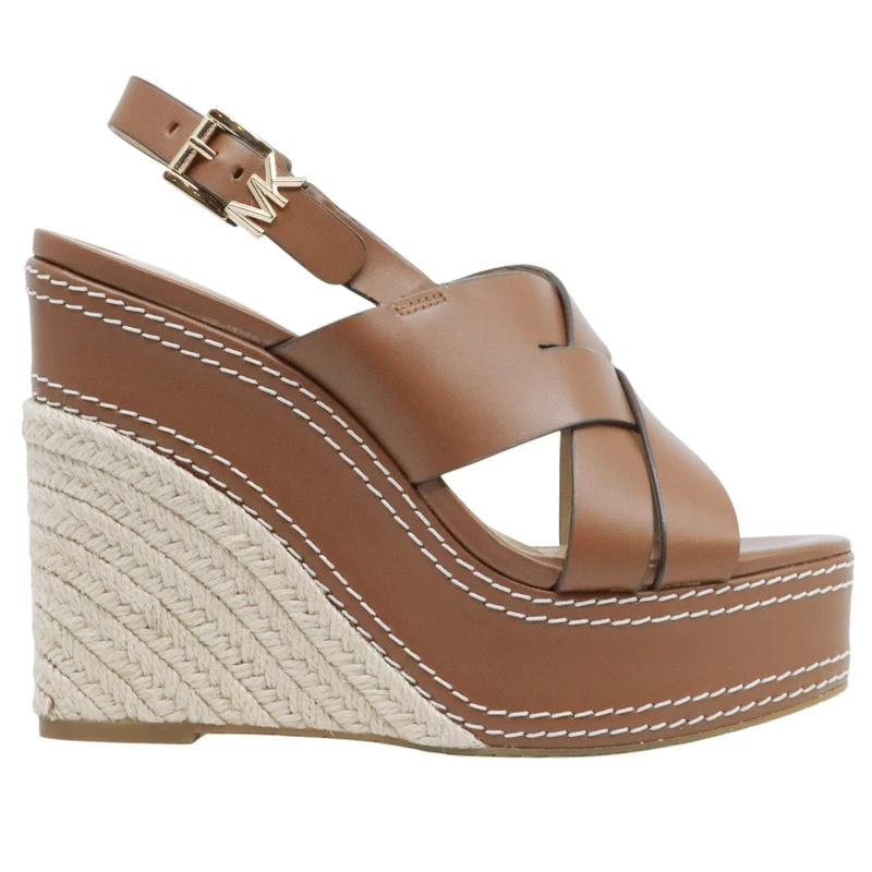 Sandalo con zeppa Michael Kors Nora in pelle cuoio