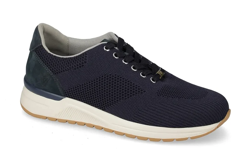 Valleverde Uomo Blu Sneaker in Tessuto Traspirante con Sottopiede in Pelle