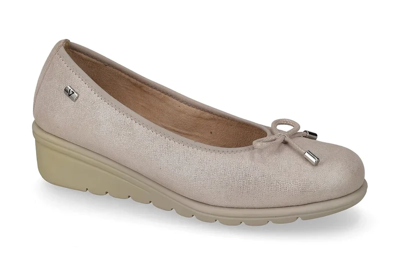 Valleverde Ballerina Donna in Camoscio Avorio con Zeppa Comfort