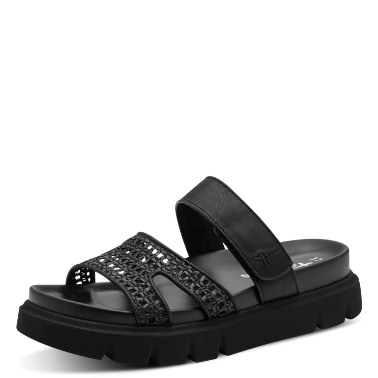 Tamaris Ciabatta nera Donna Mule Vegana Nera Intrecciata