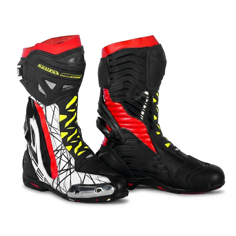 HELIFIX TROJAN STIVALI DI MOTO UOMO NERO BIANCHI ROSSA