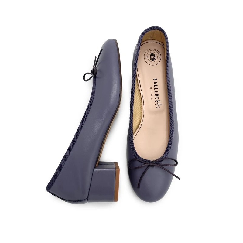 Ballerine in pelle vino con tacco alto