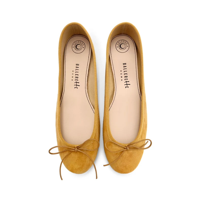 Ballerine gialle senape in camoscio