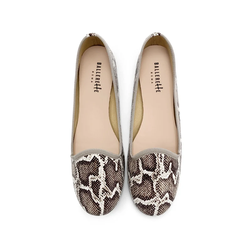 Slippers donna animalier pitonate in pelle