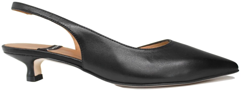 SLINGBACK DONNA APERTA CON TACCO PELLE NERA