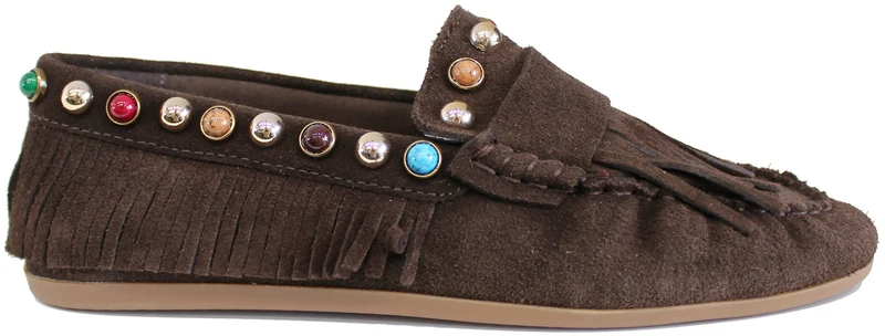 MOCASSINO INDIANINO DONNA CAMOSCIO MARRONE
