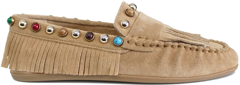 MOCASSINO INDIANINO DONNA CAMOSCIO BEIGE
