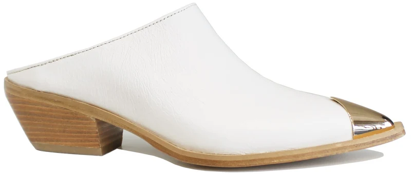 |SABOT DONNA PUNTALE PELLE BIANCA|