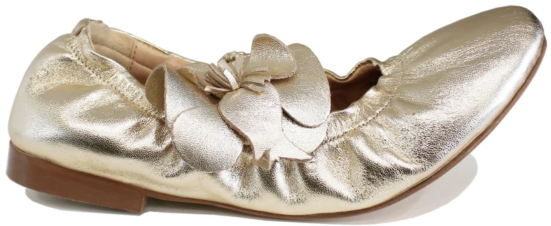 BALLERINA DONNA FIORE PELLE LAMINATA ORO