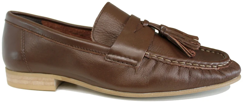 MOCASSINO DONNA NAPPINE PELLE MARRONE