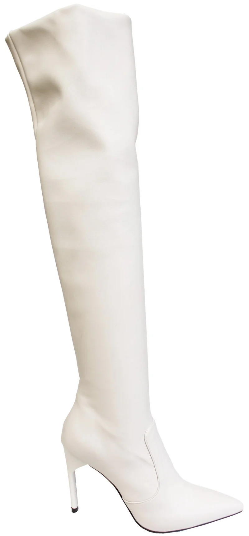 |STIVALE ELASTICIZZATO CON TACCO PELLE BIANCA|
