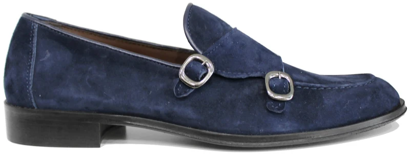 DOPPIA FIBBIA UOMO CAMOSCIO BLU