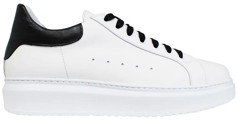 |SNEAKER UOMO PELLE BIANCO/NERO|